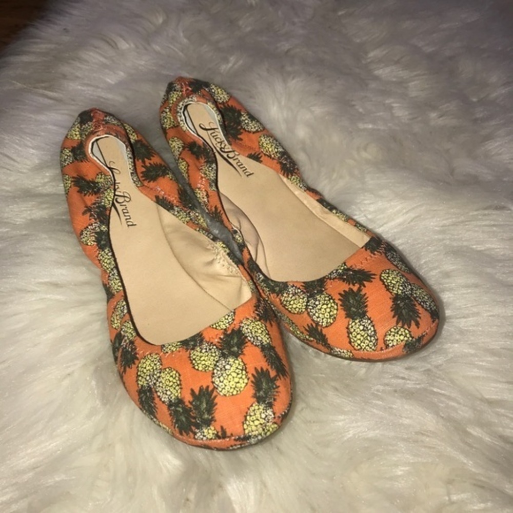 Lucky brand‎ Emmy pineapple orange canvas flats 7
